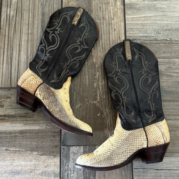 J. Chisholm Snakeskin Cowboy Boots, snake skin and Brown Leather Shaft size 7 - Picture 12 of 13